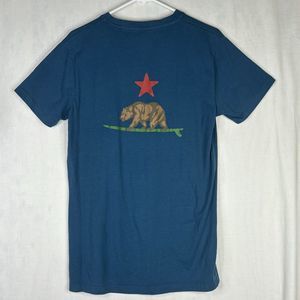 Public Record‎ T-shirt Womens Medium Teal California Republic Graphic Bear Tee